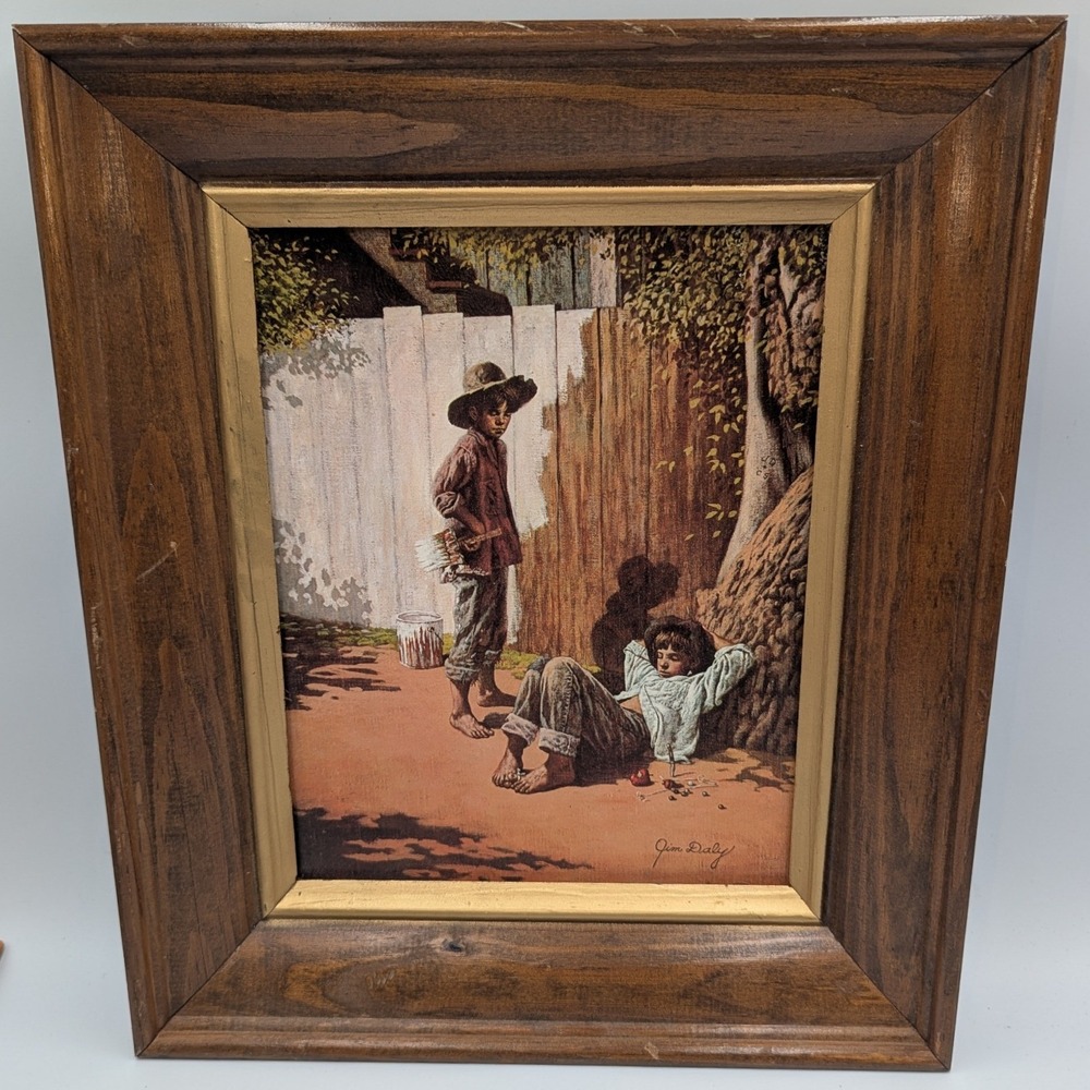 Jim Daly Art‎ Print Wood Frame Americana Boys Scene Vintage Country